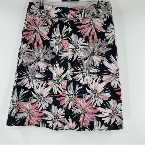 Liz Claiborne Skirt 6 Black Pink White Floral Flare Pleated - Picture 4 of 7